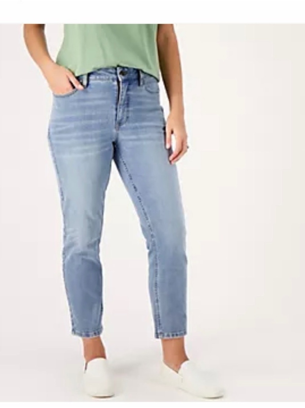 Candace Cameron Bure Light Blue Ankle Crop Straight Jeans- Petite